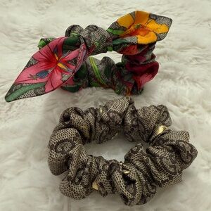 Gucci scrunchies 
Vibrant Floral and Paisley Hair Scrunchie Set
